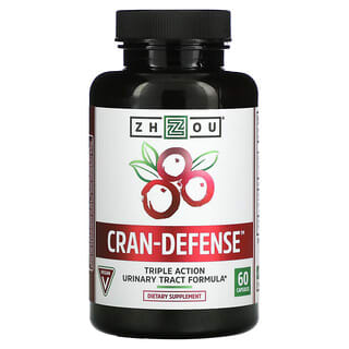 Zhou Nutrition, Cran-Defense, добавка для поддержки мочевыводящих путей, 60 капсул
