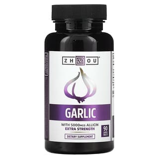 Zhou Nutrition, Garlic، قوة الثوم الإضافية، 90 قرصًا مغلفًا