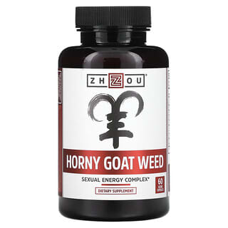 Zhou Nutrition‏, קומפלקס לאנרגיה מינית, עשב אפימדיום (Horny Goat Weed), 60 כמוסות צמחיות