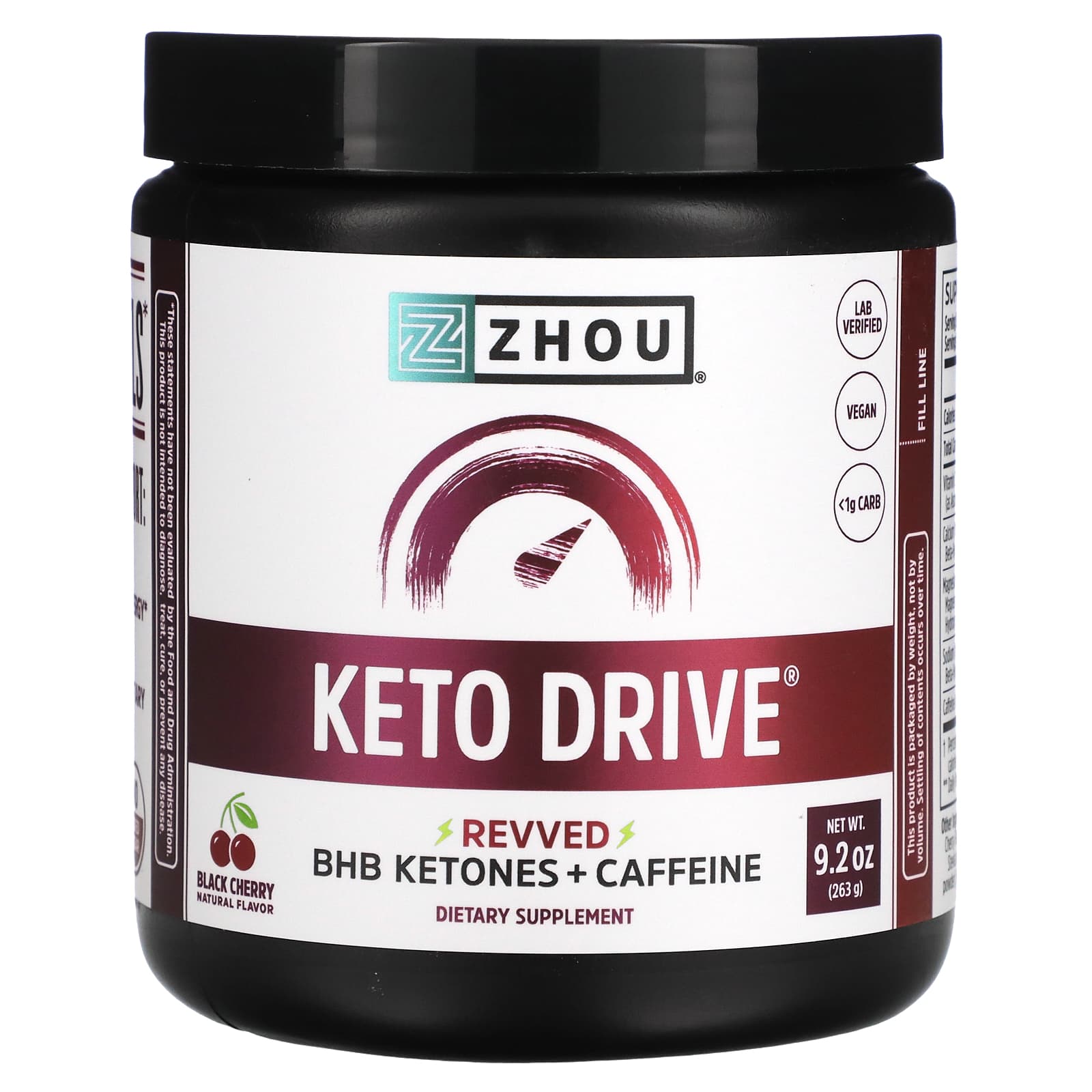 Zhou Nutrition, Keto Drive, 레브드, 블랙 체리 향, 263g(9.2oz)