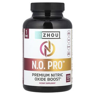 Zhou Nutrition, N.O. Pro™, Premium Nitrik Oksit Takviyesi, 120 Kapsül