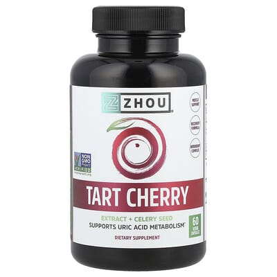 Zhou Nutrition, Tart Cherry Extract + Celery Seed, 60 Veg Capsules