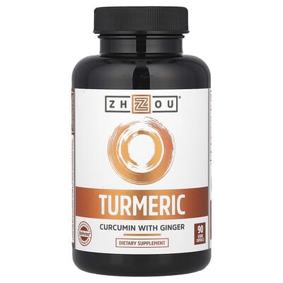 Zhou Nutrition, Turmeric, Curcumin with Ginger, 90 Veg Capsules