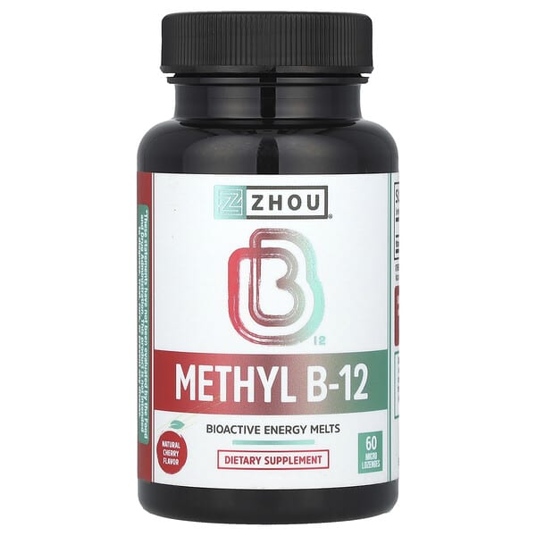 Zhou Nutrition Methyl B-12, Natural Cherry, 5,000 mcg, 60 Micro Lozenges