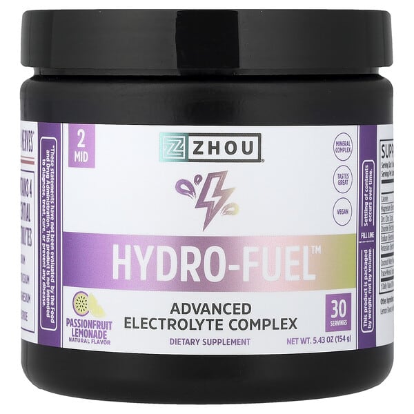 Zhou Nutrition Hydro-Fuel™, Advanced Electrolyte Complex, Passionfruit Lemonade, 5.43 oz (154 g)