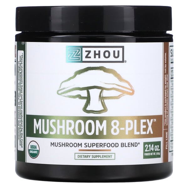 Zhou Nutrition‏, אבקת פטריות Plex 8, 60 גרם (2.14 אונקיות)
