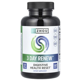 Zhou Nutrition, 3 Day Renew, восстановление здоровья пищеварительной системы, 27 растительных капсул