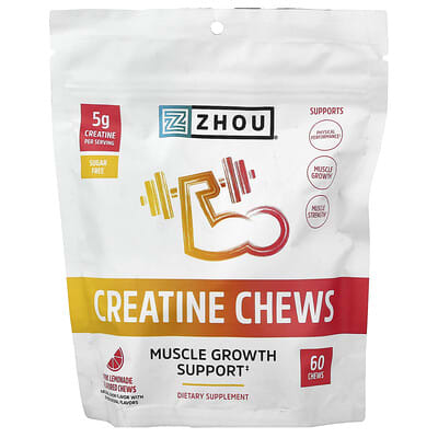 Zhou Nutrition, Creatine Chewable Tablets, Pink Lemonade Flavor, 60 Tablets