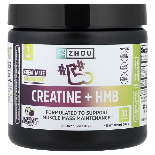 Zhou Nutrition, 크레아틴, HMB, 블랙베리 패션프루트, 309g(10.9oz)