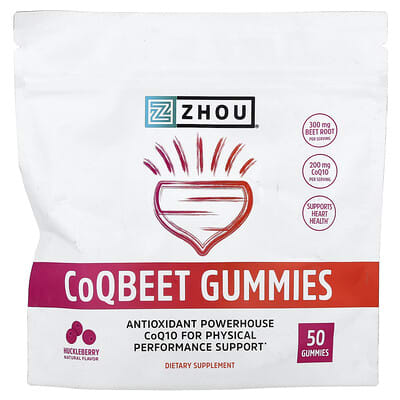 Zhou Nutrition, CoQBeet Gummies, Bilberry Flavor, 50 Gummies