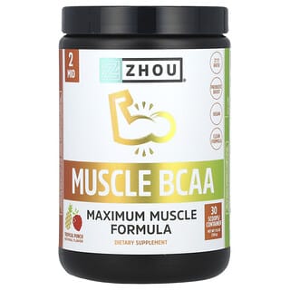 Zhou Nutrition, Muscle BCAA，強健肌肉配方，熱帶產品混合物，11.6 盎司（330 克）