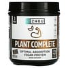 Zhou Nutrition, Plant Complete，特佳吸收全素蛋白質，巧克力味，19.9 盎司（563.2 克）
