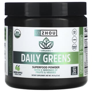 Zhou Nutrition, Organic Daily Greens, Grüner Apfel, 141,9 g (5 oz.)