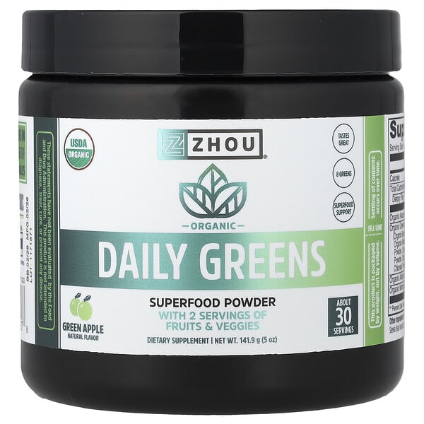 Zhou Nutrition, Organic Daily Greens, Green Apple, 5 oz (141.9 g) — product photo 1