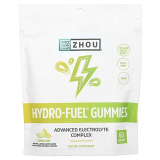 Zhou Nutrition, Caramelle gommose Hydro-Fuel, limone e lime, 60 caramelle gommose