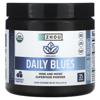 Zhou Nutrition, Blues quotidien biologique, Myrtille américaine, 119,5 g
