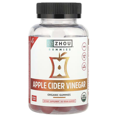 Zhou Nutrition, Apple Cider Vinegar Vegan Gummies, Apple Flavor, 60 Gummies