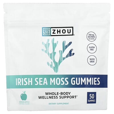 Zhou Nutrition, Irish Seaweed Gummies, Green Apple Flavor, 50 Gummies (350 mg each gummy)