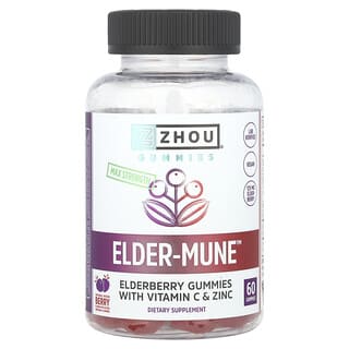 Zhou Nutrition, Elder-Mune™, Máxima concentración, Bayas mixtas naturales, 60 gomitas