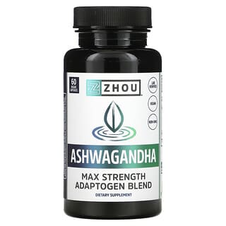 Zhou Nutrition, Ashwagandha, Força Máxima, 1.200 mg, 60 Cápsulas Vegetais