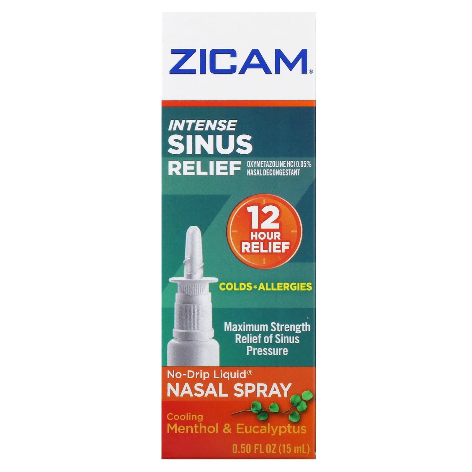 Zicam, Intense Sinus Relief, NoDrip Liquid Nasal Spray, Cooling
