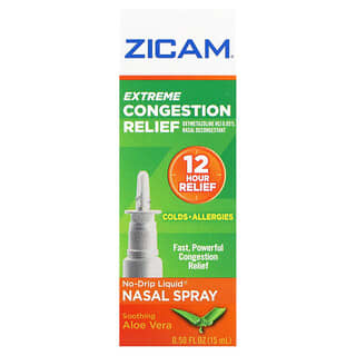 Zicam, ひどく詰まった鼻づまりにお困りの方に、点鼻薬用液体鼻スプレー、スージングアロエベラ、15ml（0.5液量オンス）