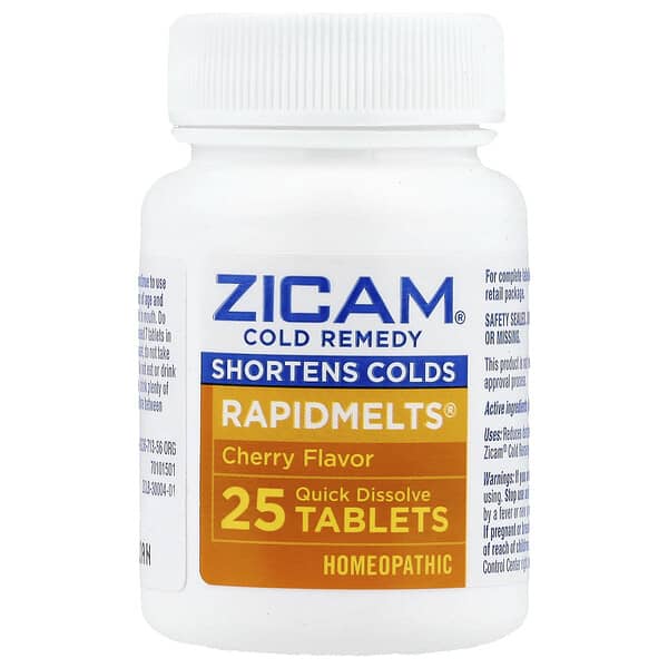 Zicam, Cold Remedy, RapidMelts®, 체리 맛, 빠르게 용해되는 정제 25정
