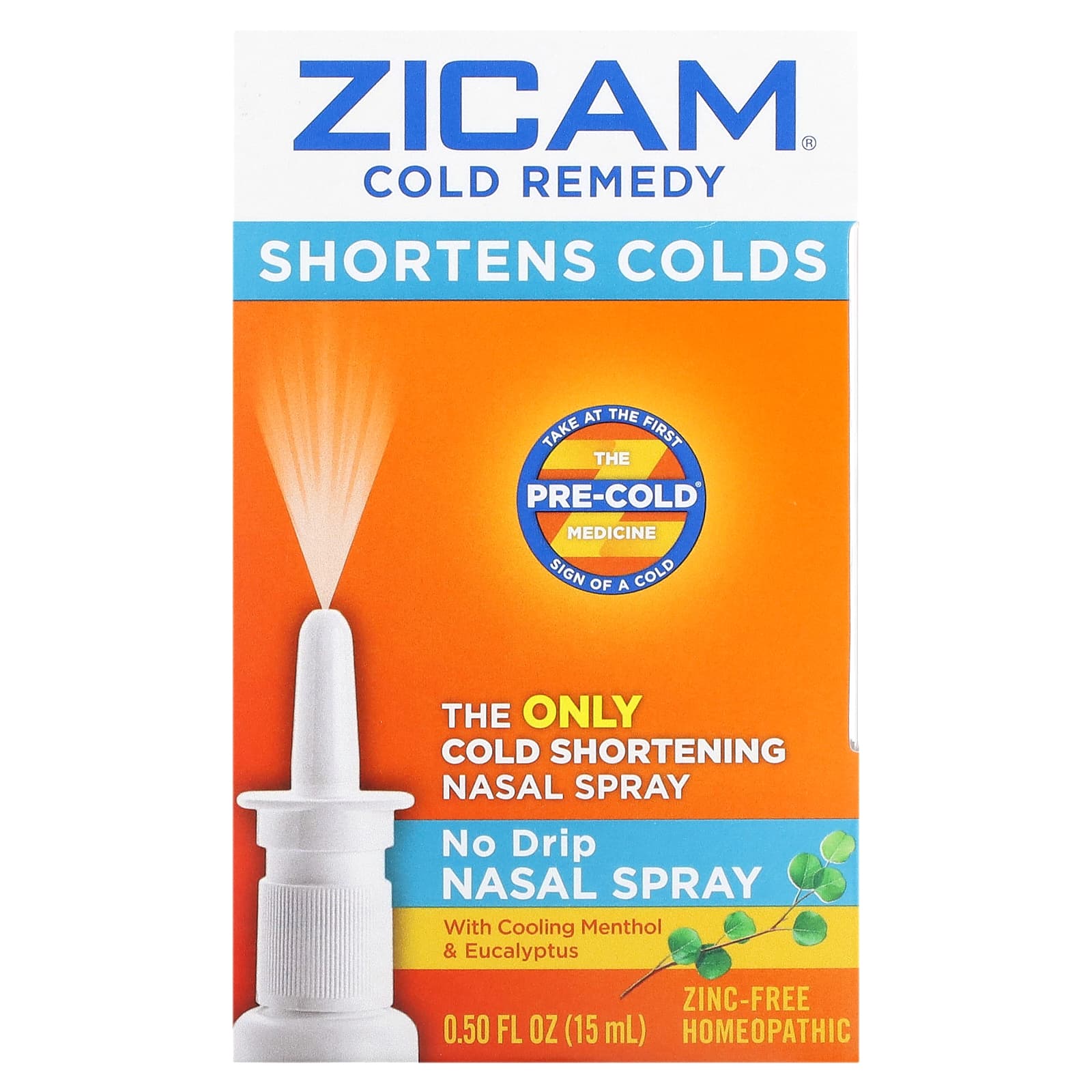 Zicam Cold Remedy No Drip Nasal Spray 05 Fl Oz 15 Ml 