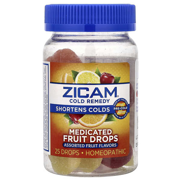 Zicam, Cold Remedy, Medicated Fruit Drop, Assorted Fruit , 25 Drops