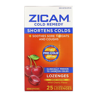 Zicam, 著涼緩解鋅錠，野櫻桃味，獨立包裝，25 片裝
