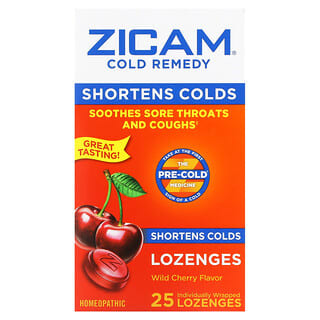 Zicam, Средство от простуды, леденцы, дикая вишня, 25 леденцов в индивидуальной упаковке