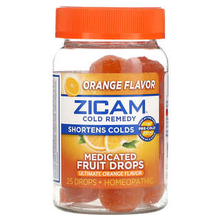 Zicam, コールドレメディー、薬用フルーツドロップ、アルティメットオレンジ、ドロップ25粒