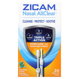 Zicam, Nasal AllClear, Nasal Cleanser with Cooling Menthol, 20 Single-Use Swabs