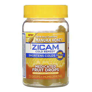Zicam, Cold Remedy, Medicated Fruit Drops, Manuka Honey , 25 Drops