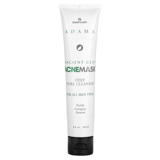 Zion Health, Adama, Maschera per l’acne all’argilla antica, Detergente per pori in profondità, 120 ml