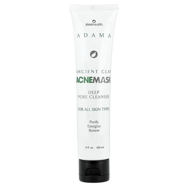 Zion Health, Adama, 에인션트 클레이 아크네마스크, 딥 모공 클렌저, 모든 피부용, 120ml(4fl oz)