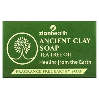 Zion Health, Ancient Clay Bar Soap with Tea Tree Oil, Fragrance Free, 6 oz (170 g)