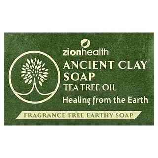Zion Health, Barra de jabón de arcilla antigua con aceite de árbol del té, Sin fragancia, 170 g (6 oz)