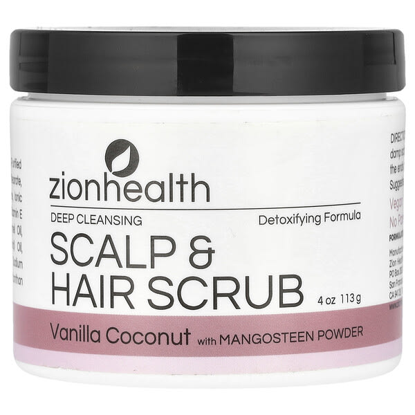 Zion Health, 딥 클렌징 두피 및 헤어 스크럽, 바닐라 코코넛, 113g(4oz)