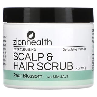Zion Health, Exfoliante de limpieza profunda para el cuero cabelludo y el cabello, Flor de pera con sal marina, 113 g (4 oz)