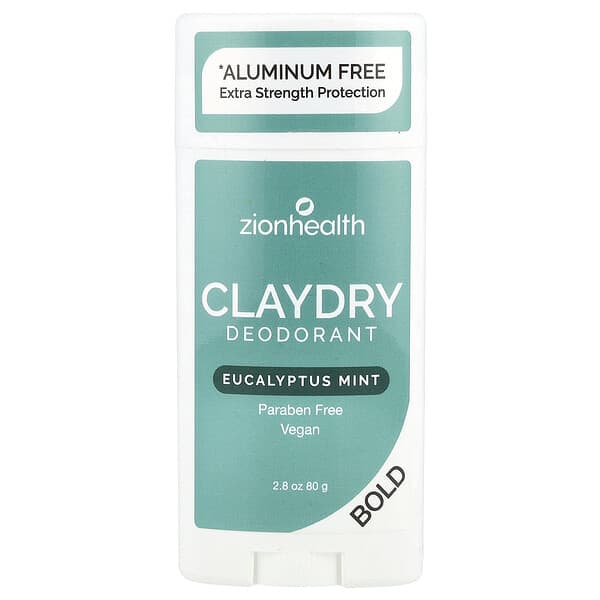 Zion Health, Bold, ClayDry Deodorant, Eucalyptus Mint, 2.8 oz (80 g)
