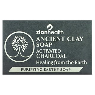 Zion Health, Barra de jabón con arcilla antigua, Carbón vegetal activado, 170 g (6 oz)