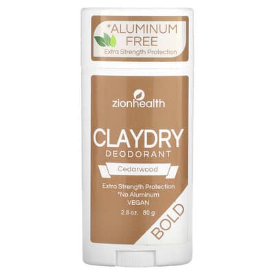 ZionHealth,Bold,дезодорантClayDry,кедр,80г(2,8унции)