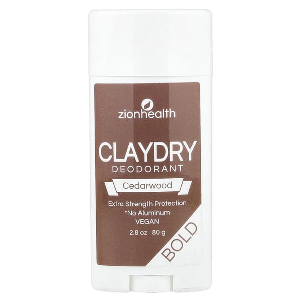 Zion Health, ClayDry 데오드란트, 볼드, 시더우드, 80g(2.8oz)