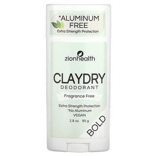 Zion Health, Claydry Deodorant, Bold, Fragrance Free, 2.8 oz (80 g)