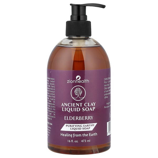 Zion Health, 에인션트 클레이 액상 비누, 엘더베리, 473ml(16fl oz)