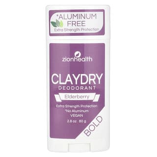 Zion Health, Bold, ClayDry Deodorant, Elderberry, 2.8 oz (80 g)