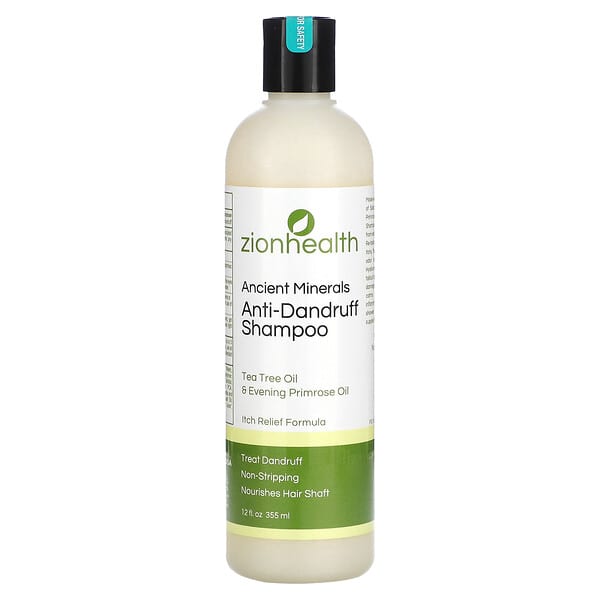 Zion Health, 古老礦物質，去屑洗髮水，茶樹油和月見草精油，12 液量盎司（355 毫升）