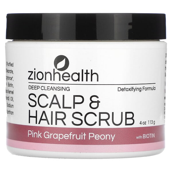Zion Health‏, Scalp & Hair Scrub with Biotin, Pink Grapefruit Peony, 4 oz (113 g)