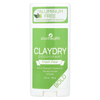 ZionHealth,Bold,ClayDryDeodorant,FreshPear,2.8oz(80g)